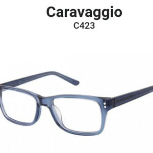 NWOT Men's blue Caravaggio eyeglass frames C423